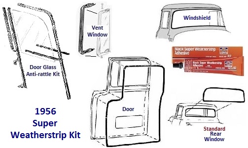 Ford Pickup Truck Window Channel Kit 1956